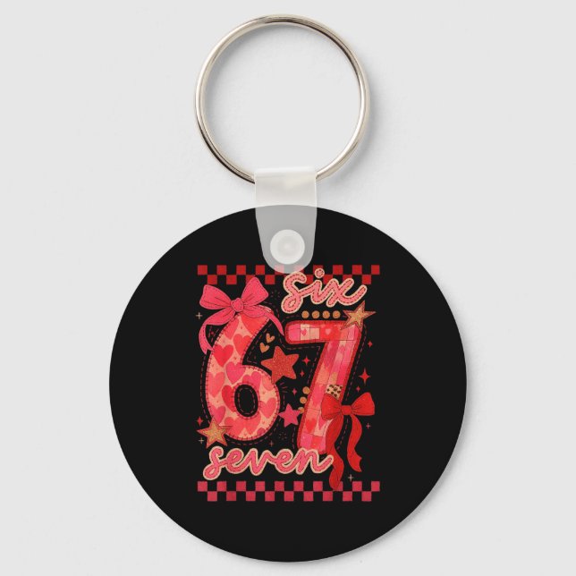 Chaveiro Hugvyn Six Seven Valentine 6 7 Meme Checkered Coqu (Frente)