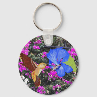 Chaveiro Hummingbird, Blue Hibiscus, & Bougainvillea