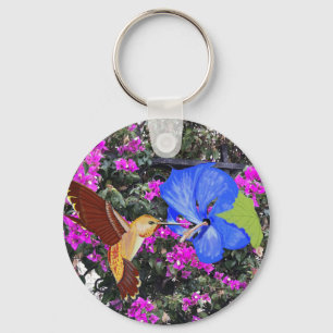 Chaveiro Hummingbird, Blue Hibiscus, & Bougainvillea