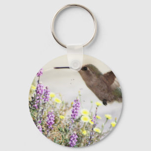 Chaveiro Hummingbird e flores silvestres Arte digital