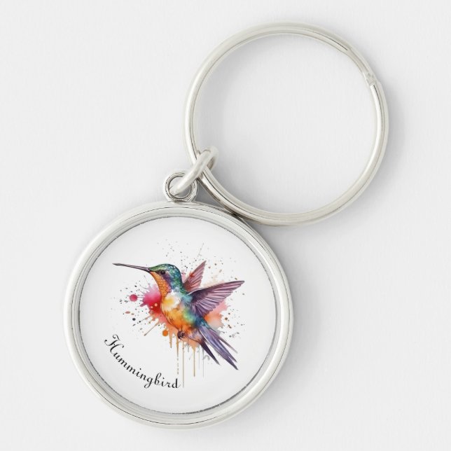 Chaveiro Hummingbird exótico e colorido personalizável (Frente)