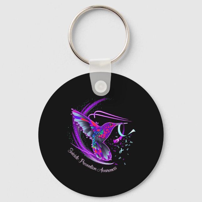 Chaveiro Hummingbird Roxo Azul Fita Suicídio (Frente)