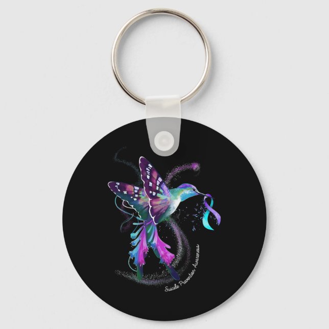 Chaveiro Hummingbird Roxo Azul Fita Suicídio (Frente)