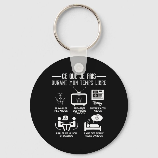 Chaveiro Humor Abs Bodybuilding Free Time Work 6 pacotes (Frente)