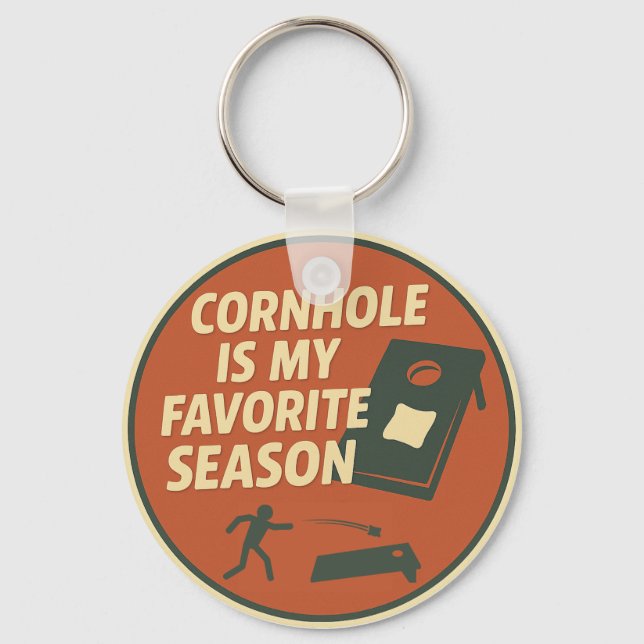 Chaveiro Humor de Jogador Ávido de Cornhole (Frente)