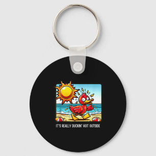 Chaveiro Humor de onda de calor - dia de praia de pato cômi