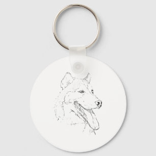 Chaveiro Husky Siberiano – Desenho de Linha Minimalista de