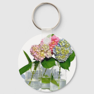Chaveiro hydrangeas e mason jar