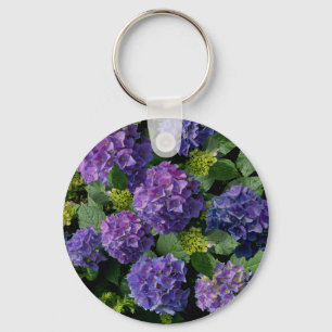 Chaveiro Hydrangeas    romântico azul púrpura floral  
