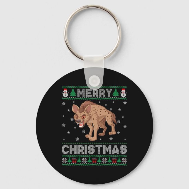 Chaveiro Hyena Animal Men Crianças Suéter De Natal Feio (Frente)