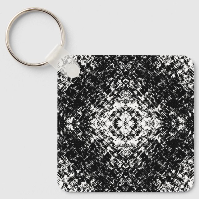 Chaveiro Hypnotic Abstract Black And White Modern Art (Frente)
