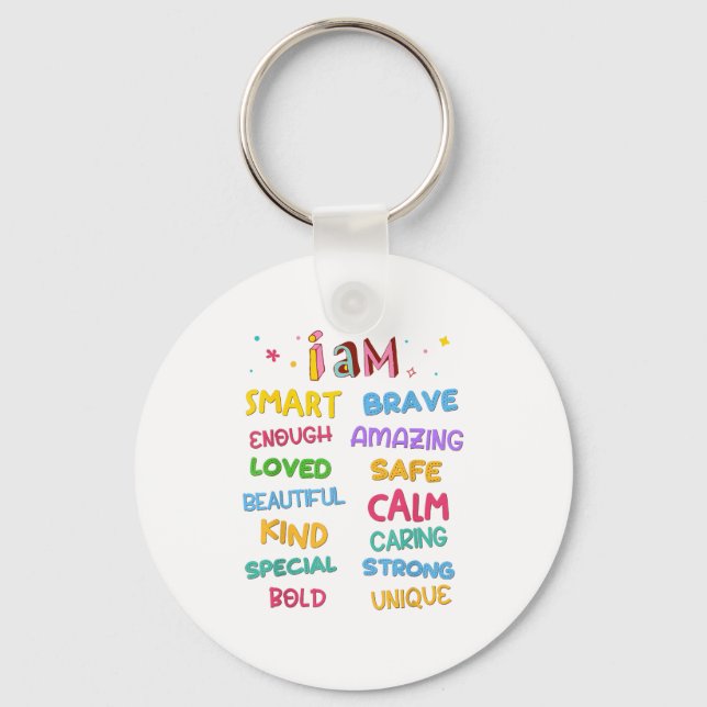 Chaveiro I Am Daily Affirmation Colorful Christian Kids Tod (Frente)