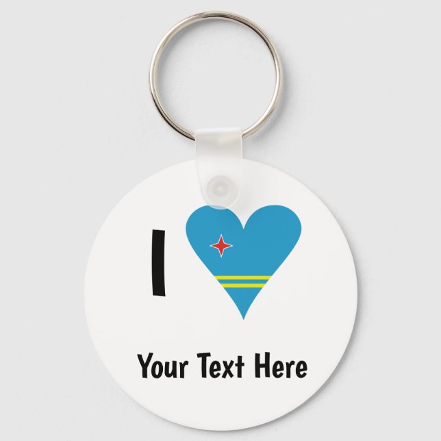Chaveiro I (Aruban Flag Heart Love) Seu Texto (Frente)