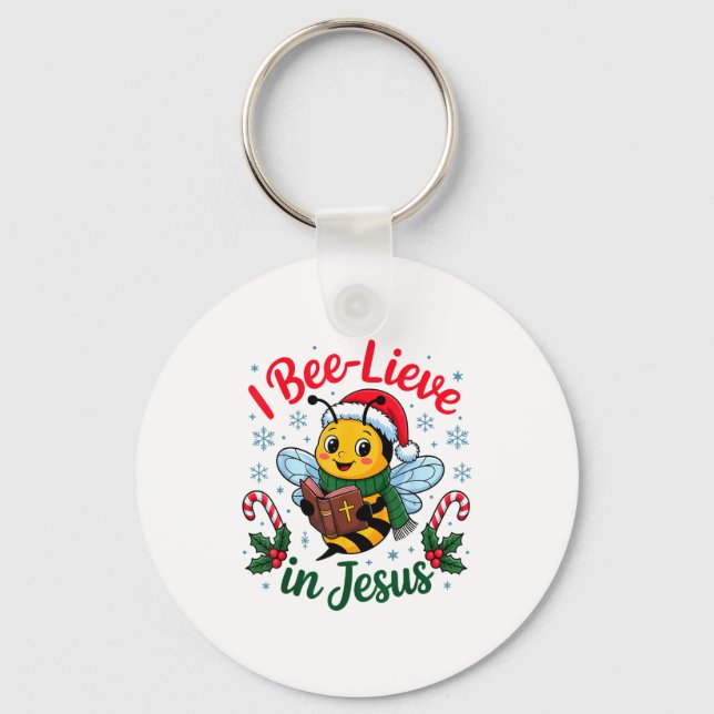 Chaveiro I Bee-lieve In Jesus Gospel Kids Christian Christm (Frente)