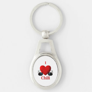 Chaveiro I Heart Chili Potes com fitas azuis