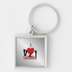 Chaveiro I Heart Girafes Silver