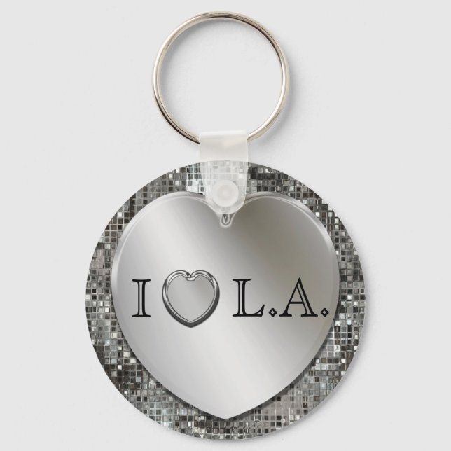 Chaveiro I Heart L.A. Silver Heart Keychain (Frente)