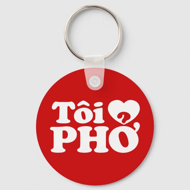 Chaveiro I Heart (Love) Pho (Tôi9PHỞ) Língua vietnamita (Frente)