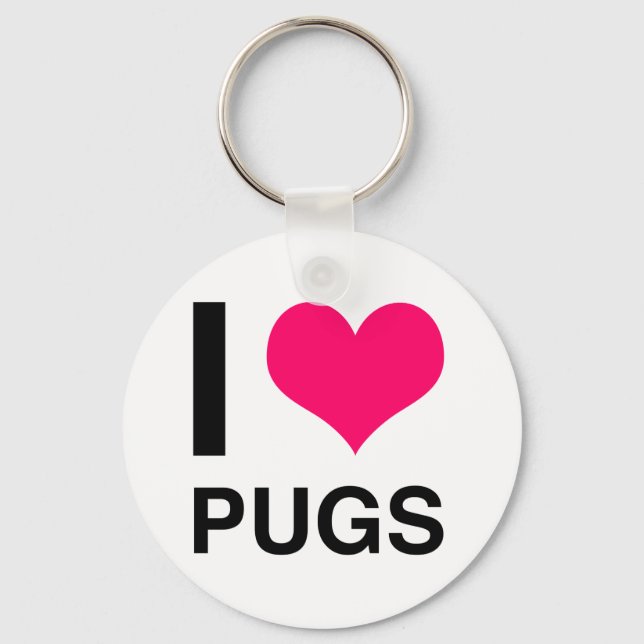 Chaveiro I Heart Pugs (Frente)