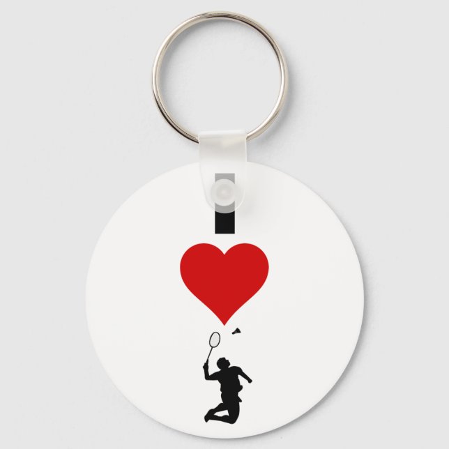 Chaveiro I Love Badminton (Vertical) (Frente)