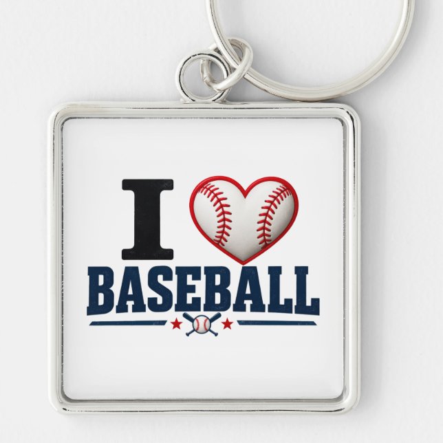 Chaveiro I Love Baseball Player & Fan Gift Design (Frente)