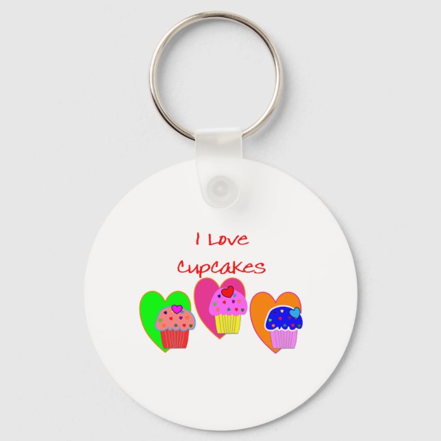 Chaveiro "I Love Cupcakes"—Cupcake ama presentes (Frente)
