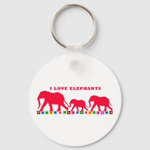 Chaveiro I Love Elephants (Vermelho)