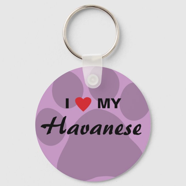 Chaveiro I Love (Heart) My Havanese Pawprint (Frente)