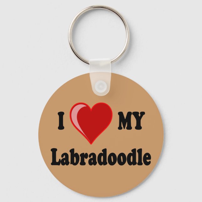 Chaveiro I Love (Heart) My Labradoodle Dog (Frente)