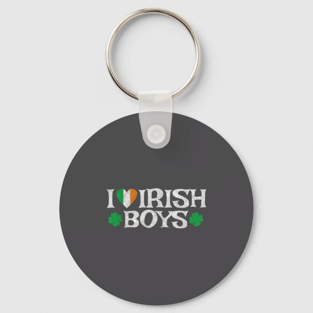 Chaveiro I Love Irish Boys Lucky Shamrock Heart Ireland Fla (Frente)