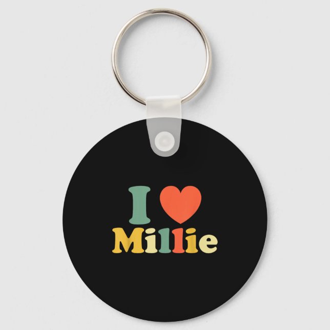 Chaveiro I Love Millie, I Heart Millie, Red Heart Valentine (Frente)
