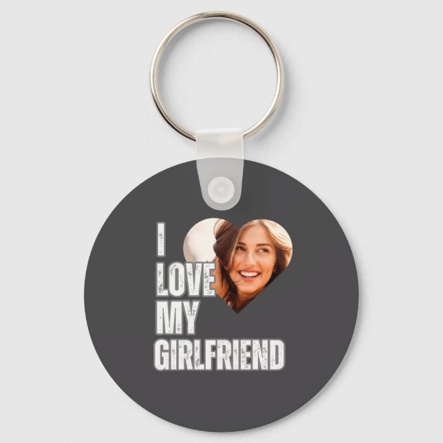 Chaveiro I Love My Girlfriend Heart Photo Boyfriend Gift  (Frente)
