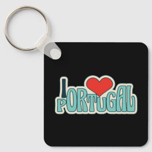 Chaveiro I Love Portugal Retro Groovy Heart Design