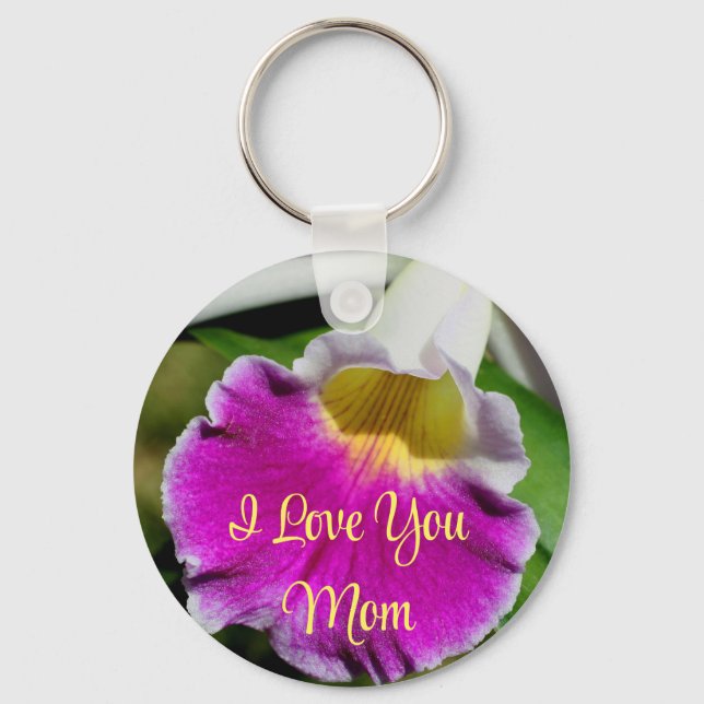 Chaveiro I Love You Mom Orchid Flower  (Frente)