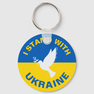 Chaveiro I Stand with Ukraine Ukrainian Flag Dove Peace