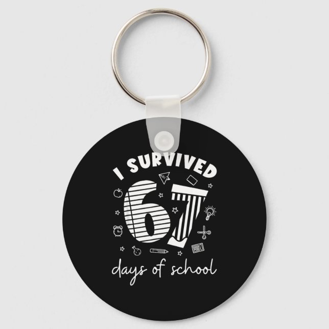 Chaveiro I Survived 67 Days Of School Cool Teacher Design  (Frente)