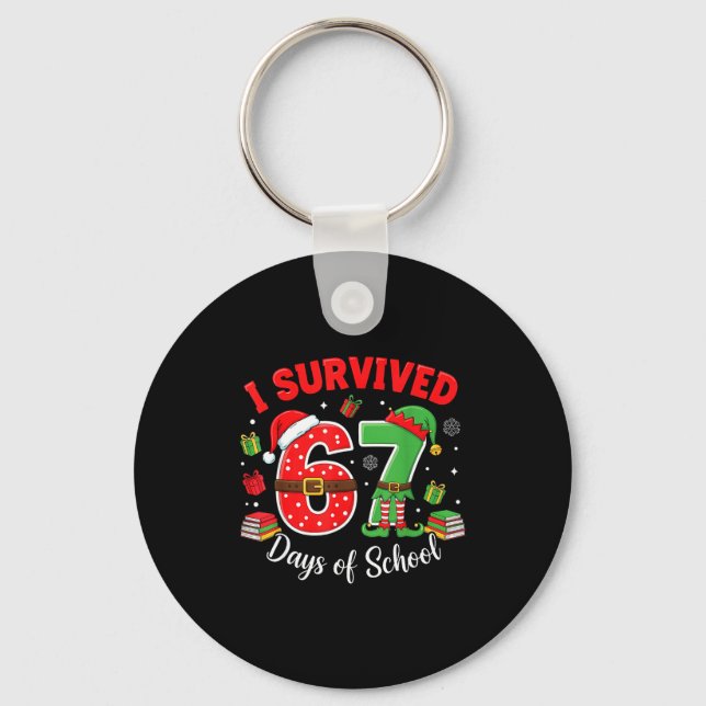 Chaveiro I Survived 67 Days Of School Funny Christmas Teach (Frente)