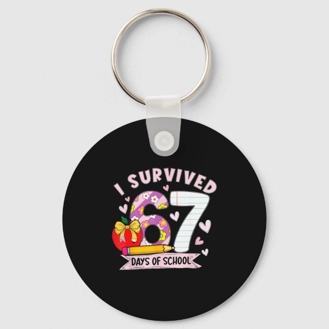 Chaveiro I Survived 67 Days Of School Funny Leopard Student (Frente)