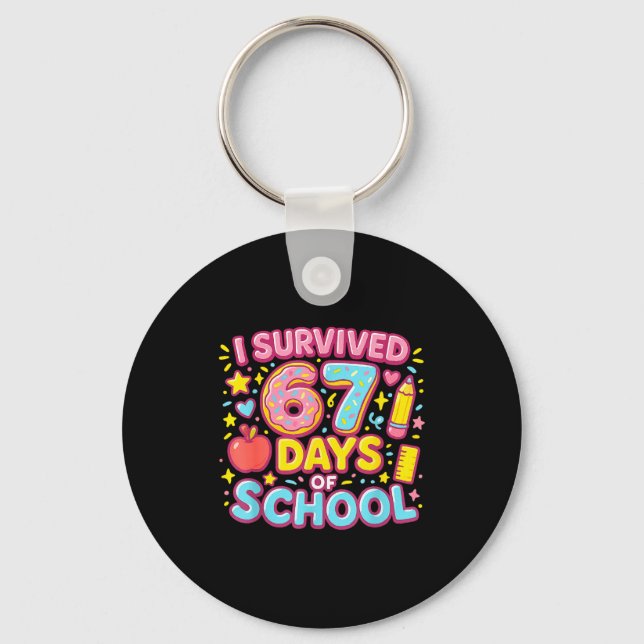Chaveiro I Survived 67 Days Of School Teachers Students  (Frente)