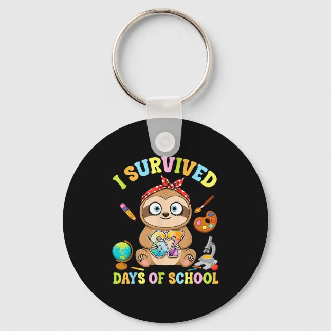 Chaveiro I Survived Six Seven Days Of School Cute Sloth Stu (Frente)