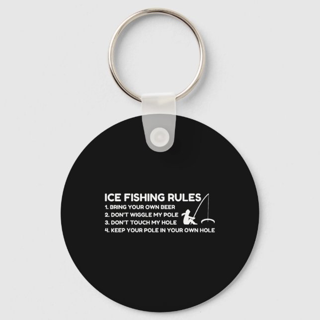 Chaveiro Ice Fishing Rules Funny  (Frente)