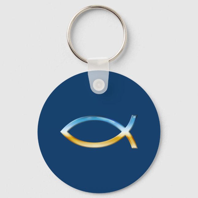 Chaveiro Ichthus - Christian Fish Symbol Sky & Ground (Frente)