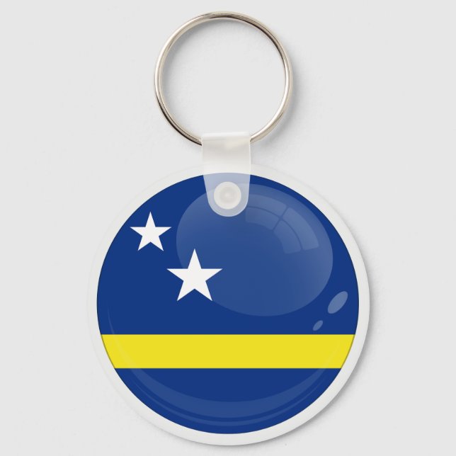 Chaveiro ícone de bandeira redonda de Curaçao (Frente)