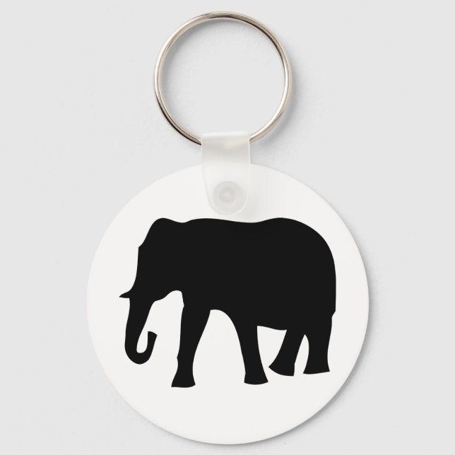Chaveiro ícone de elefante preto (Frente)
