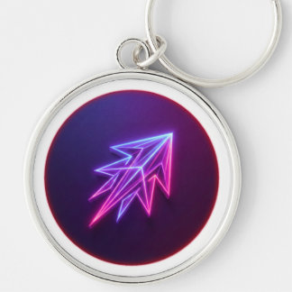 Chaveiro Ícone de Foguete Futurístico com Brilho Neon