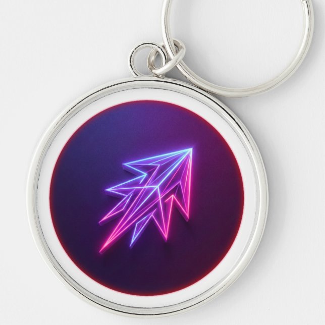 Chaveiro Ícone de Foguete Futurístico com Brilho Neon (Frente)