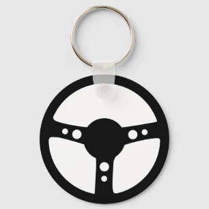 Chaveiro ícone do volante de corrida preto