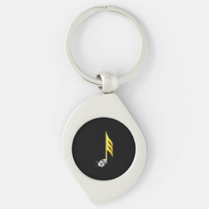 Chaveiro Ícone Dourado de uma Nota Musical 1/32