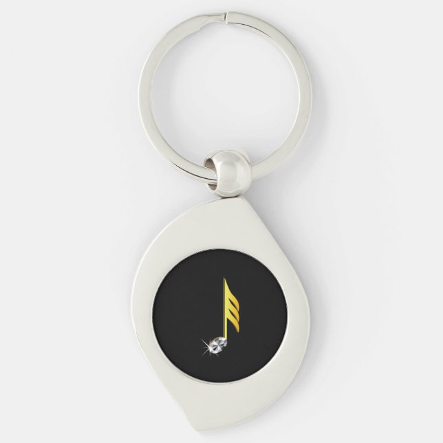 Chaveiro Ícone Dourado de uma Nota Musical 1/32 (Frente)