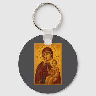 Chaveiro Ícone Ortodoxo da Theotokos e do Menino Jesus Cris